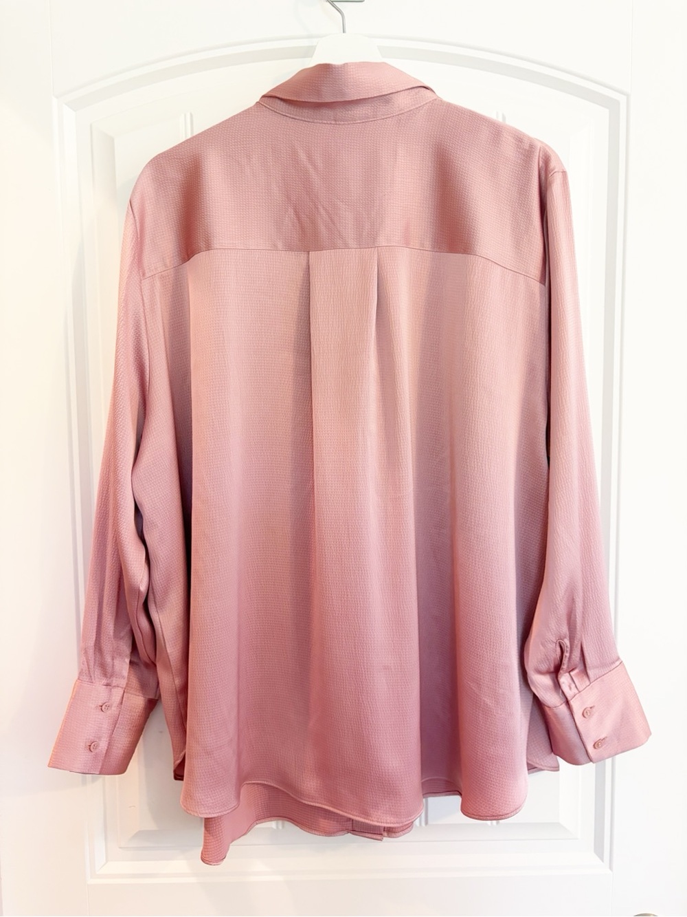 H&M I NWT Satin Button Down Dress Shirt, Dusty Rose Pink - Picture 2 of 2